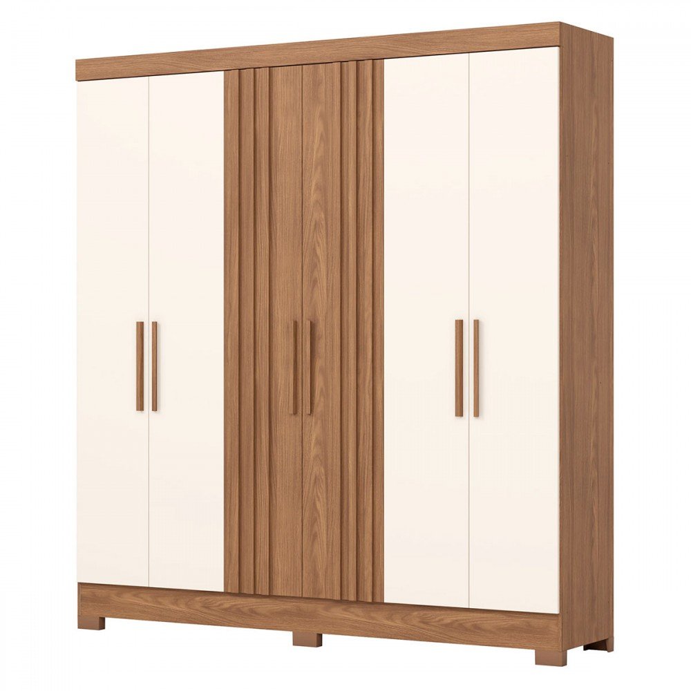 Guarda-roupa Casal 6 Portas 3 Gavetas Flex Nature/off White B367