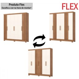 Guarda-roupa Casal 6 Portas 3 Gavetas Flex Nature/off White B367 - Briz - 2
