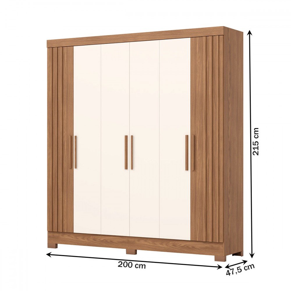 Guarda-roupa Casal 6 Portas 3 Gavetas Flex Nature/off White B367