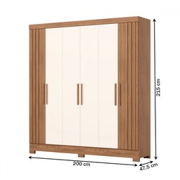 Guarda-roupa Casal 6 Portas 3 Gavetas Flex Nature/off White B367 - Briz - 4