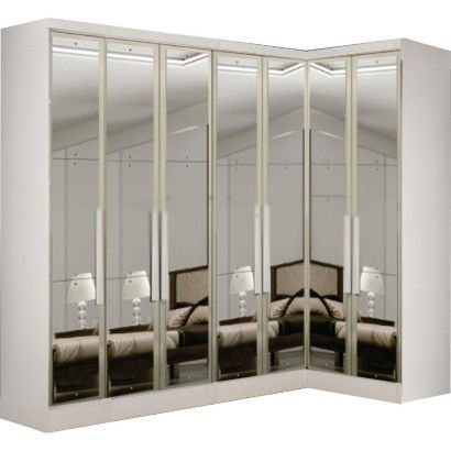 Modulado Closet Completo Espelhado 7 Portas 6 Gavetas - Rizon-Branco - Móveis Novo Horizonte