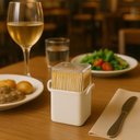 Ver imagem 4 de Kit 6 Paliteiros de Mesa 5x4x9cm Branco Plástico Coza 70ml Restaurante Lancheria Bar