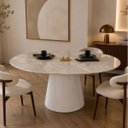Ver imagem 4 de Mesa de Jantar Cone Oval 244x137 cm Tampo Quartzito Taj Mahal e Base Laca Branca