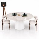 Ver imagem 3 de Mesa de Jantar Cone Oval 244x137 cm Tampo Quartzito Taj Mahal e Base Laca Branca