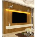 Ver imagem 3 de Home Suspenso 2.3 Ripado com LED Nobre Naturale - Gelius Móveis