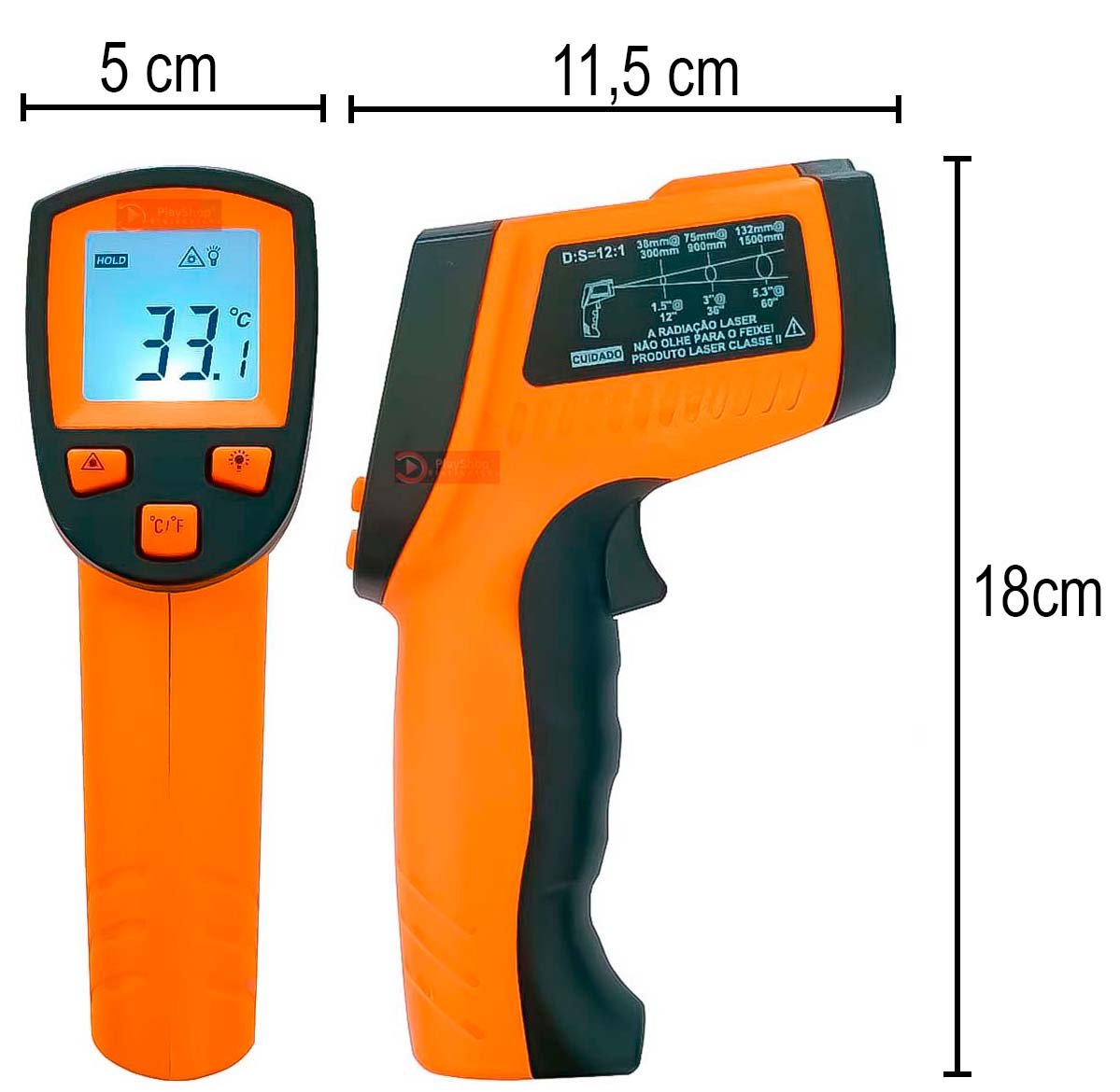 Termômetro Digital Industrial Multiuso e Culinário Infravermelho Laser para Comida Fritura Assados - - 6