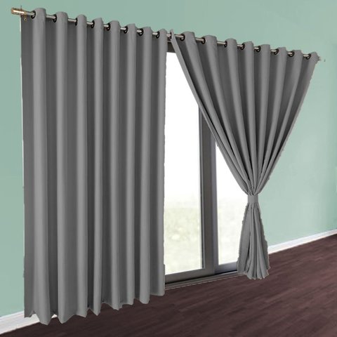 cortina blackout corta luz 7,00 x 2,40 sala Brenda voil cinza