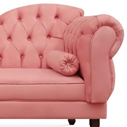 Recamier Divã Cancun 160cm com Capitonê - Esquerda Suede - Ecotec Decor:Rosa - 2