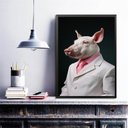 Ver imagem 2 de Quadro Decorativo Porco Elegante 24x18cm:madeira Preta