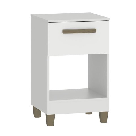 Mesa de Cabeceira Fellicci Prada 1 Gaveta 37.5cm Mdp 12mm Branco Corrediça Telescópica