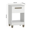 Ver imagem 2 de Mesa de Cabeceira Fellicci Prada 1 Gaveta 37.5cm Mdp 12mm Branco Corrediça Telescópica