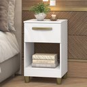 Ver imagem 4 de Mesa de Cabeceira Fellicci Prada 1 Gaveta 37.5cm Mdp 12mm Branco Corrediça Telescópica