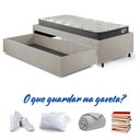 Ver imagem 3 de Base Box Cama Solteiro Sapateira Courino Linho Areia e Colchão Adapto Ecoflex 88x188