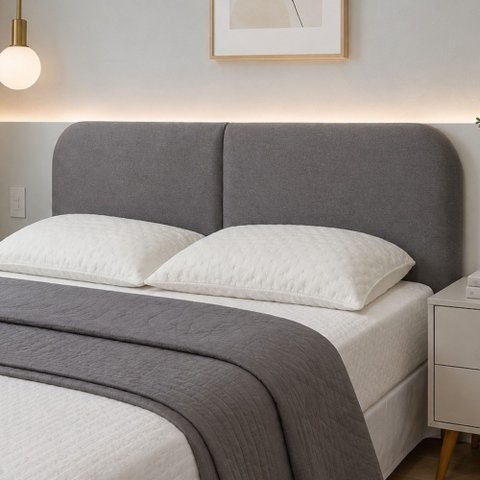 Cabeceira Clean 1.60m para Cama Queen Design Orgânico Dobrável Estofado Linho Cinza - Lh Móveis