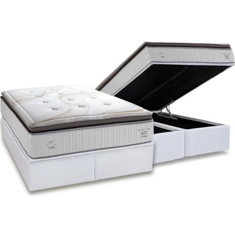 Cama Box Baú King: Colchão Molas Masterpocket Ensacadas Herval C1725 + Base Crc Linhão White (