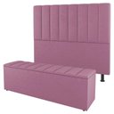 Ver imagem 1 de Kit Cabeceira E Baú Cama Box Solteiro Cora 90cm Suede Rosa