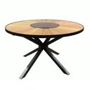 Ver imagem 1 de Mesa de Jantar 1,30m Zurick Pétalas de Madeira Centro Giratório Alumínio Preto
