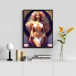 Quadro Decorativo Afrodite- Arquétipo 33x24cm - com Vidro:madeira Preta - 1