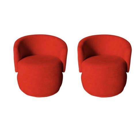 Kit 2 Poltronas Decorativa Beatriz Orgânica Couro Vermelho