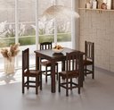 Ver imagem 1 de Conjunto Mesa Castanho De Madeira 88x88 Com 4 Cadeiras Estofadas Para Cozinha Sala De Jantar Sfa