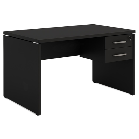 Mesa Escritório 1,20x0,60m - c/ Gavetas - Preto/Preto - 26020