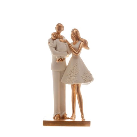 Figura Decorativa Resina Familia Branco 9x6x20cm