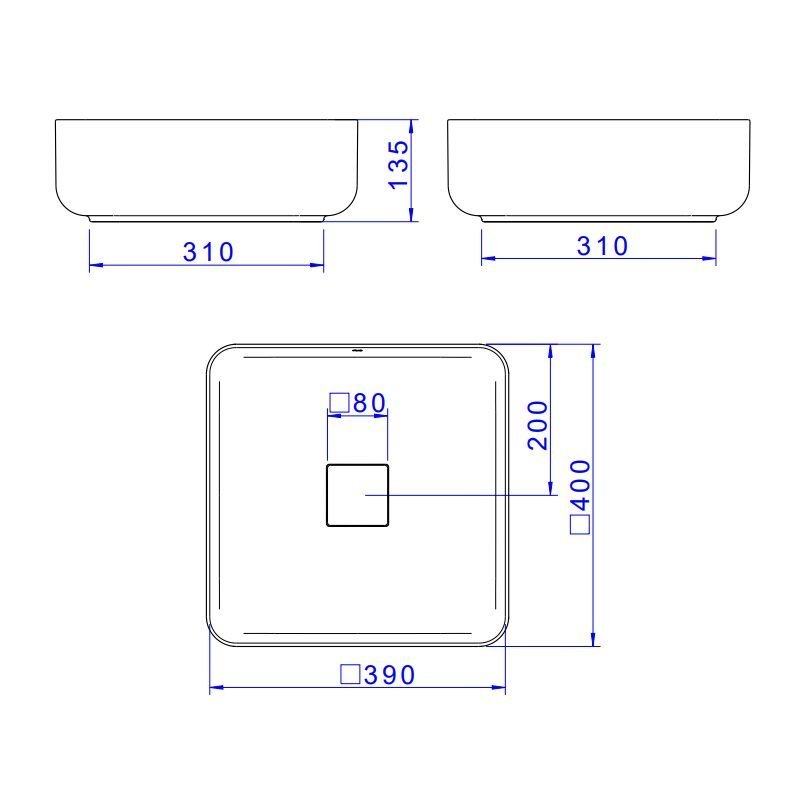 Cuba de Apoio Deca 40x40 L.11040.94 Quadrada Ébano Fosco - 5