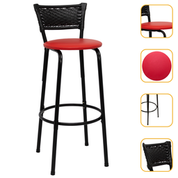 Banqueta para Bancada Banco Alto Junco Preto Balcão Cozinha Gourmet Bar Área de Lazer Piscina - 1