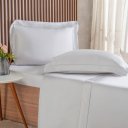 Ver imagem 5 de Jogo de Cama Queen 4 Pçs Ricamo 300 Fios 100% Algodão 160x200x40cm Cinza Fog