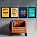 Ver imagem 1 de Kit 4 Quadros Frases Motivacionais Impacto Trabalho 33x24cm - com Vidro:madeira Preta