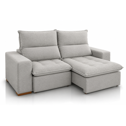 Sofá Retrátil e Reclinável Portofino com Molas Ensacadas | Conforto Premium:Boucle Cinza/1,90