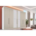 Ver imagem 1 de Guarda Roupa Casal 6 Portas Ripadas (2 C/ Espelho) e 6 Gavetas Potente Off White - Europa