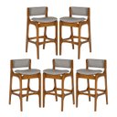 Ver imagem 1 de Kit 5 Banquetas Alta Ella em Madeira Estofada Facto Cinza Claro L96 Rmi