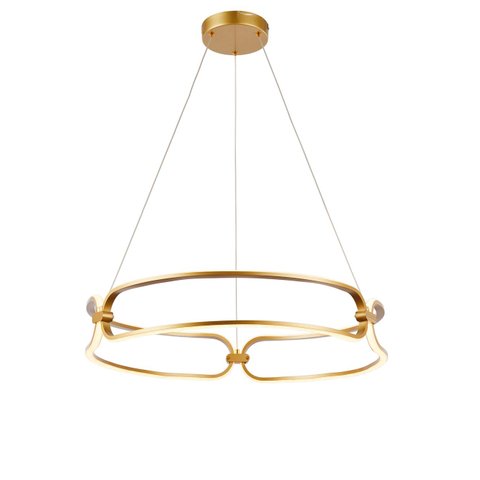 Pendente Moderno Aro Dourado 60cm Led 43w 3000k Bivolt 14541-pl