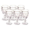 Ver imagem 1 de Jogo 6 Taças de Vidro com Borda Dourada Diamond Cor Transparente Água 300ml Class Home