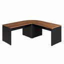 Ver imagem 3 de Mesa L Escritório 190cm X 70cm Pés Painel F5 Office Cor:nogal com Preto