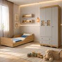 Ver imagem 3 de Jogo de Quarto Infantil Minicama com Colchão Incluso e Guarda-Roupa Ternura Multimóveis MP4825