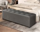 Ver imagem 2 de Recamier Baú Milão 1,50m Decorativo Premium para Cama Casal Estilo Closet Estofado Cor Cinza