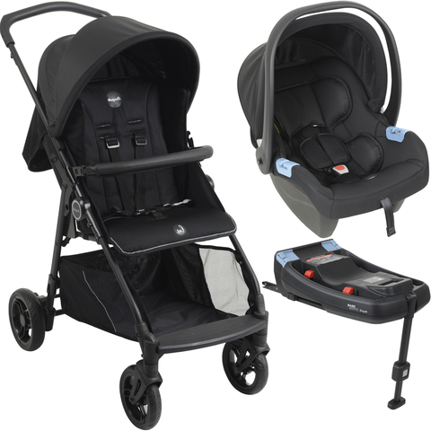 Carrinho com Bebe Conforto Base Isofix Burigotto Lui Grafite