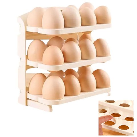 Suporte Porta Ovos 24 Ovos Organizador 3 Andares Geladeira Guarda Ovo Bancada Mesa Armario Cozinha D