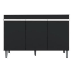 Balcão de Cozinha Manu 120cm S/ Tampo Cor Preto - AJL Móveis - 1