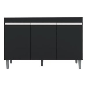Balcão de Cozinha Manu 120cm S/ Tampo Cor Preto - AJL Móveis