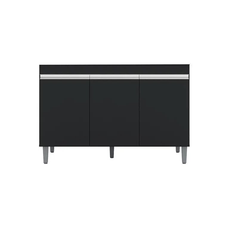 Balcão de Cozinha Manu 120cm S/ Tampo Cor Preto - AJL Móveis