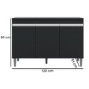 Ver imagem 2 de Balcão de Cozinha Manu 120cm S/ Tampo Cor Preto - AJL Móveis