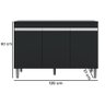 Balcão de Cozinha Manu 120cm S/ Tampo Cor Preto - AJL Móveis - 2