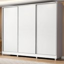 Ver imagem 1 de Guarda-Roupa Casal 100% MDF Madesa Royale 3 Portas de Correr com Pés Branco Cor:Branco