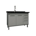 Ver imagem 1 de Gabinete de Cozinha 2 Portas Balcão 100% Mdf 114 Cm Armário:cinza Cobalto