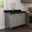 Ver imagem 2 de Gabinete de Cozinha 2 Portas Balcão 100% Mdf 114 Cm Armário:cinza Cobalto
