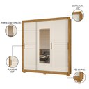 Ver imagem 4 de Guarda Roupa Casal 3 Portas de Correr e Espelho 202cm Toronto M07 Freijó/off White - Mpozenato
