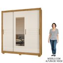 Ver imagem 6 de Guarda Roupa Casal 3 Portas de Correr e Espelho 202cm Toronto M07 Freijó/off White - Mpozenato